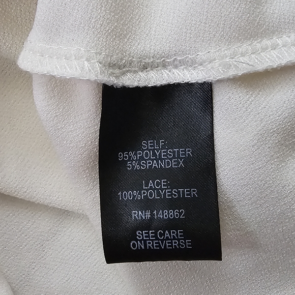 Torrid Studio Crepe Crew Neck Lace Yoke Babydoll Top Blouse - Picture 7 of 11